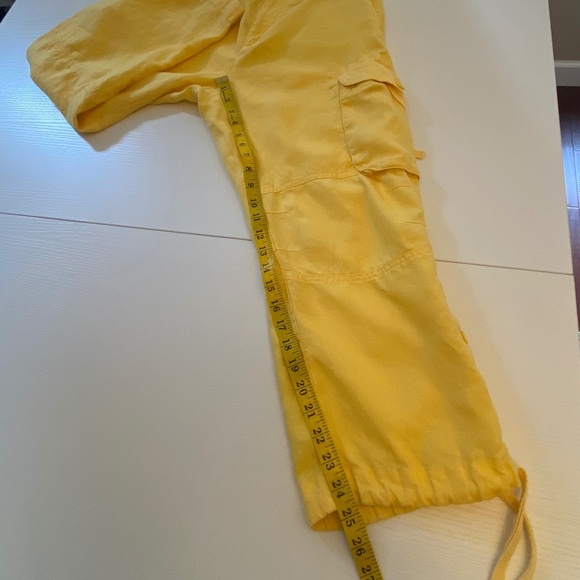 Lauren Ralph Lauren 100% Soft Linen High Rise Cargo Pants Yellow Size 8 - Picture 14 of 14